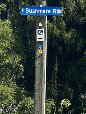 Ngā Haerenga signage on Rere Falls Trail alternative, or loop ride, Lyall Evans