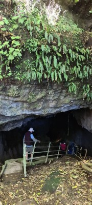 Steps leading into limestone cave, Gay Young