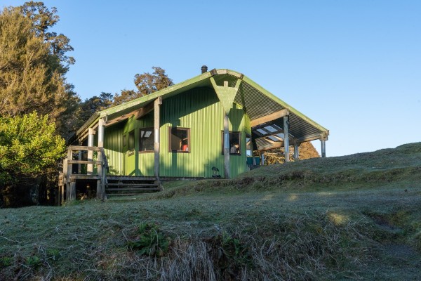 Panekire Hut in the sunrise, Kay Bayley